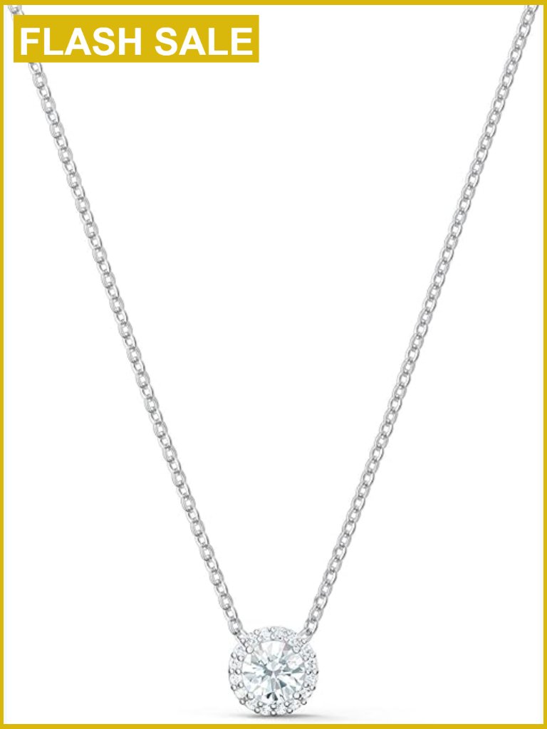 Crystal Pendant Necklace Rhodium Plated Chain 15 Inch Fine Jewelry